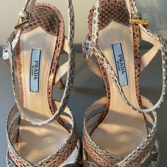 Prada Snake Print Open Toe Heels size 7 - Picture 5 of 7